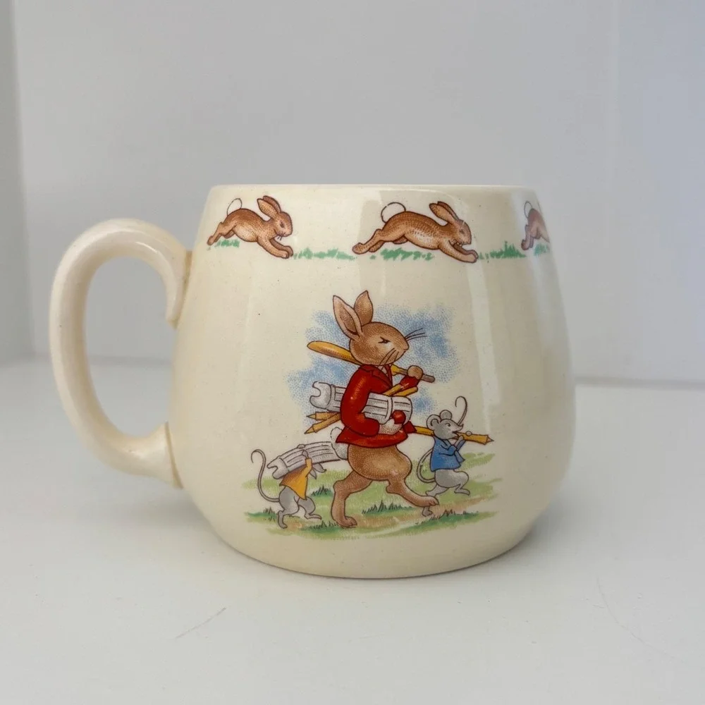 Royal Doulton Bunnykins Bone China Porringer Bowl and Mug Set Vintage England